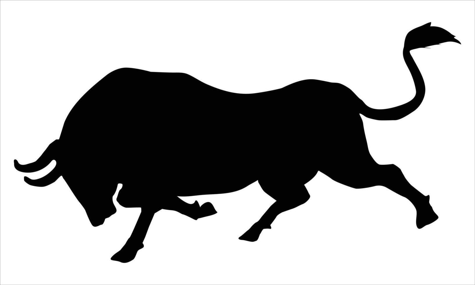 Bull with sharp horns. Aggressive bull standing silhouette illustration vector