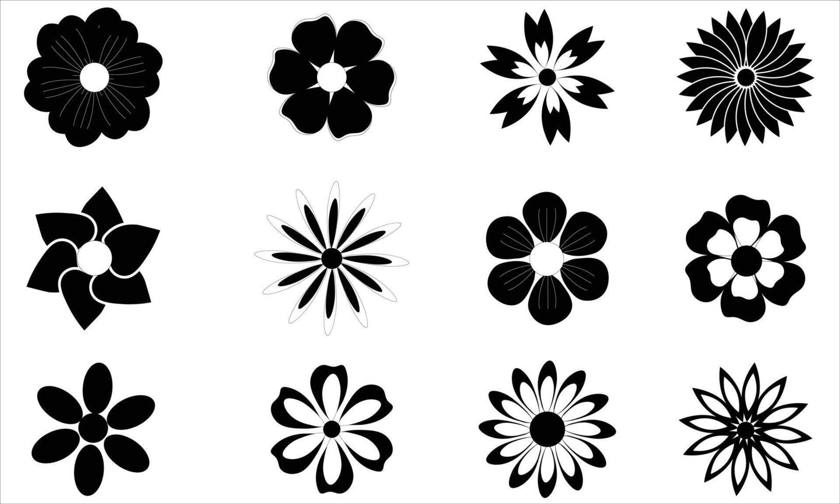 Flower icon set illustration. Flowers elements collection vector