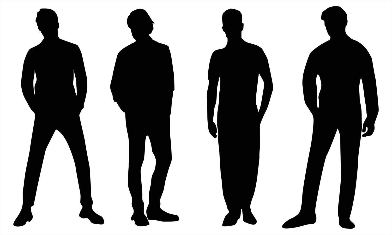 Multiple silhouette of men standing.man silhouette icon bundle vector