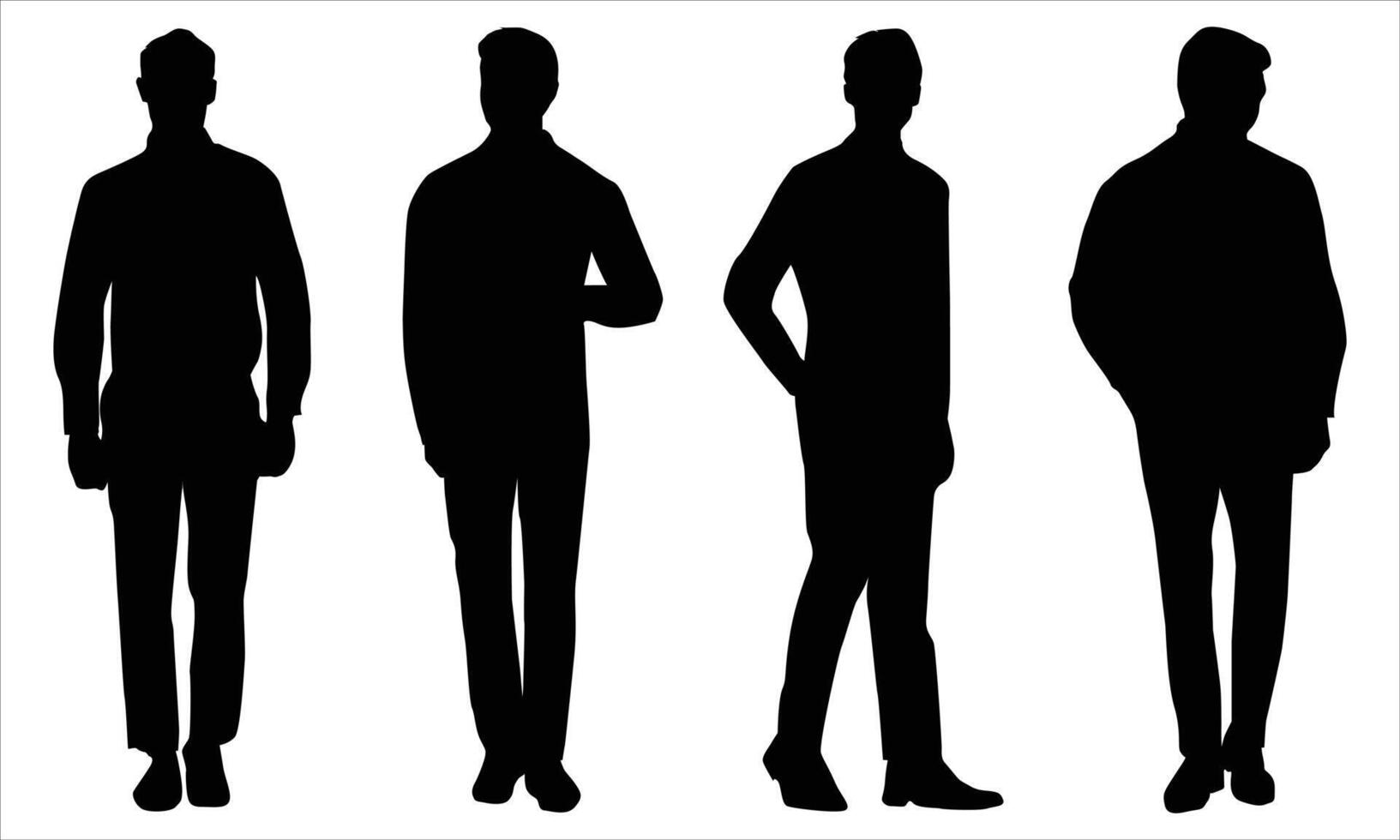 Multiple silhouette of men standing.man silhouette bundle vector