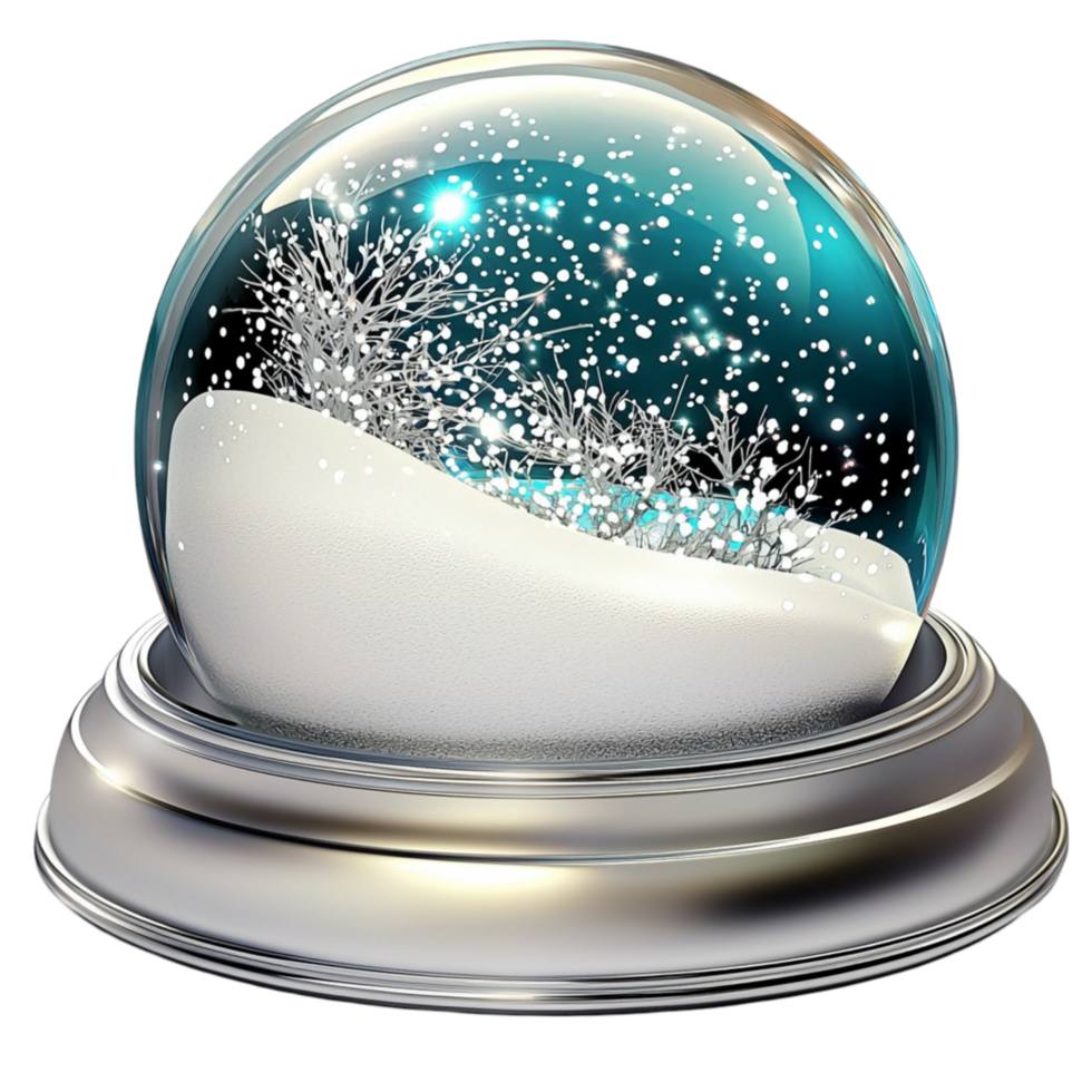 Snow globe with a swirling snowstorm inside png