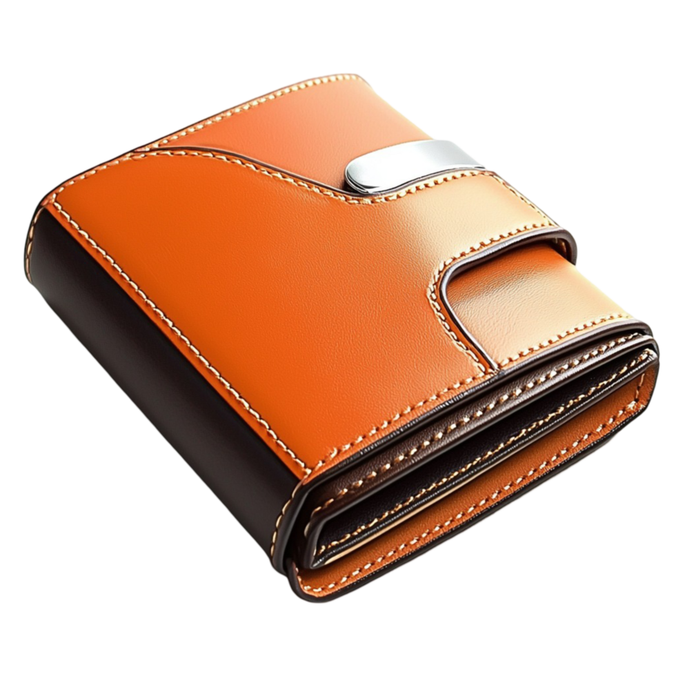 orange and black wallet with a sleek clasp png