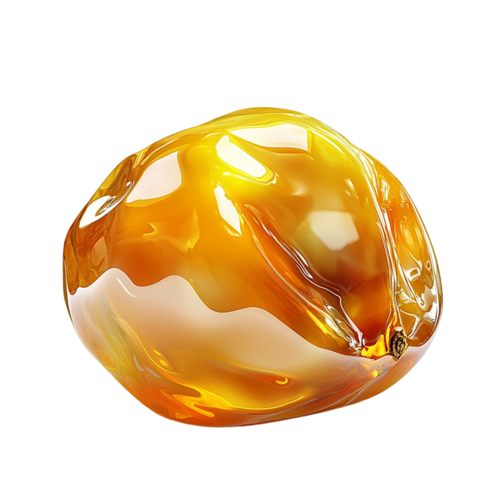 Shiny amber gemstone with swirling patterns png