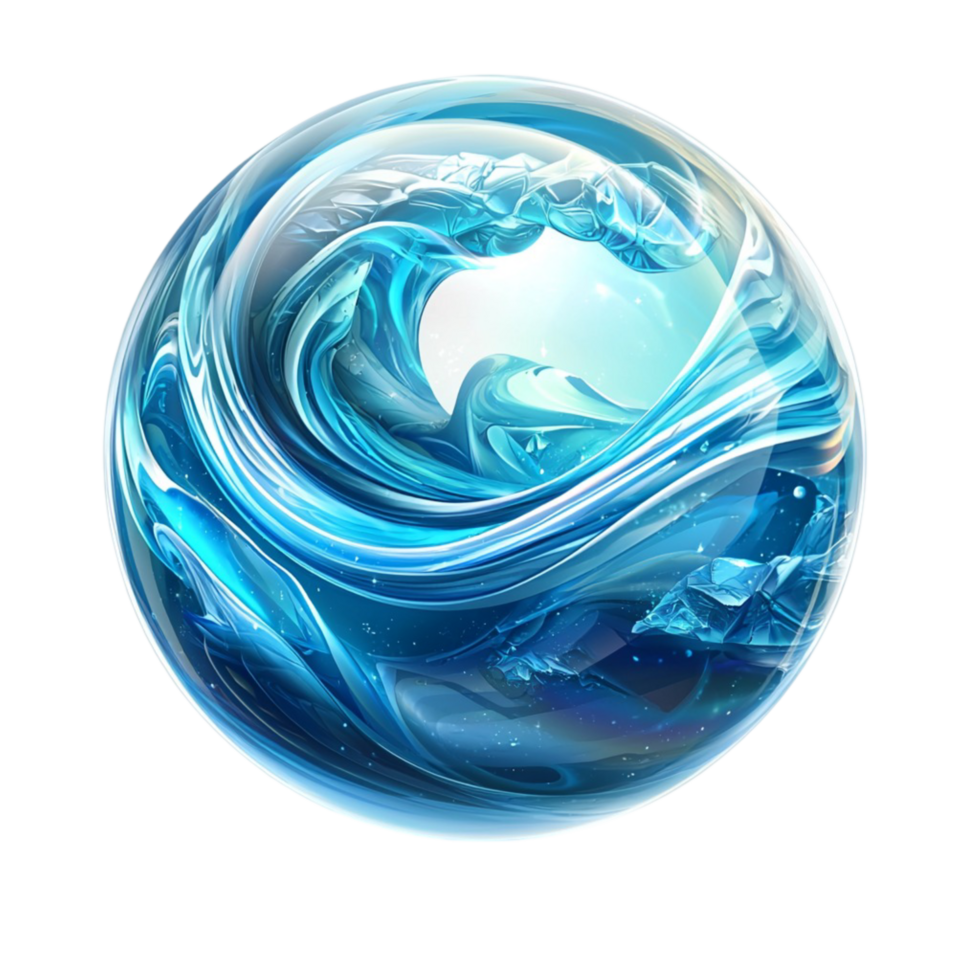 Swirling blue orb resembling a water element png