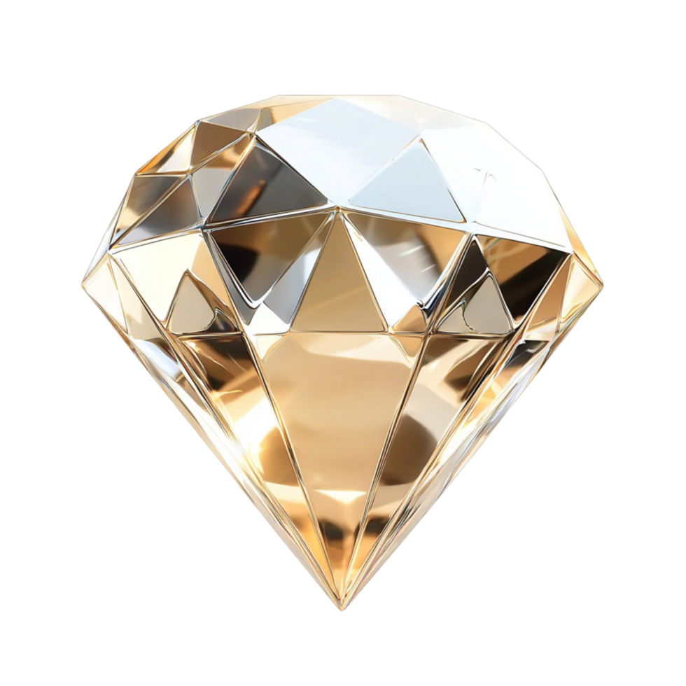 Golden gemstone with a multifaceted cut and zzling light effects png