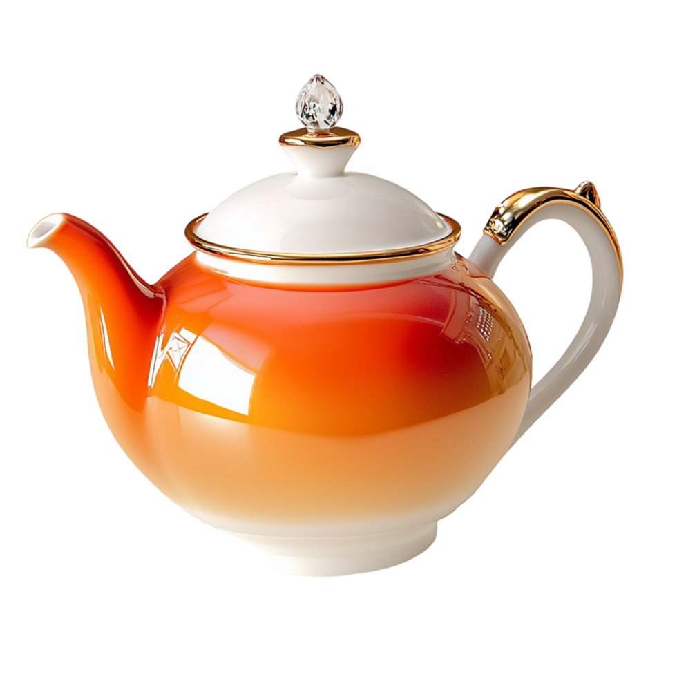 orange and white teapot with a gradient and shape png