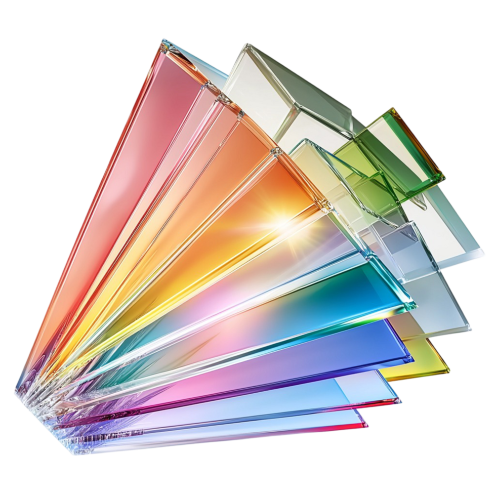 Vibrant stack of colorful sheets with a look png