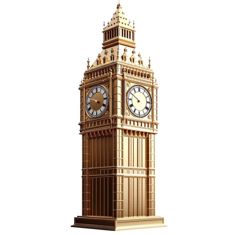 Big Ben clock tower with detailed architectural features png