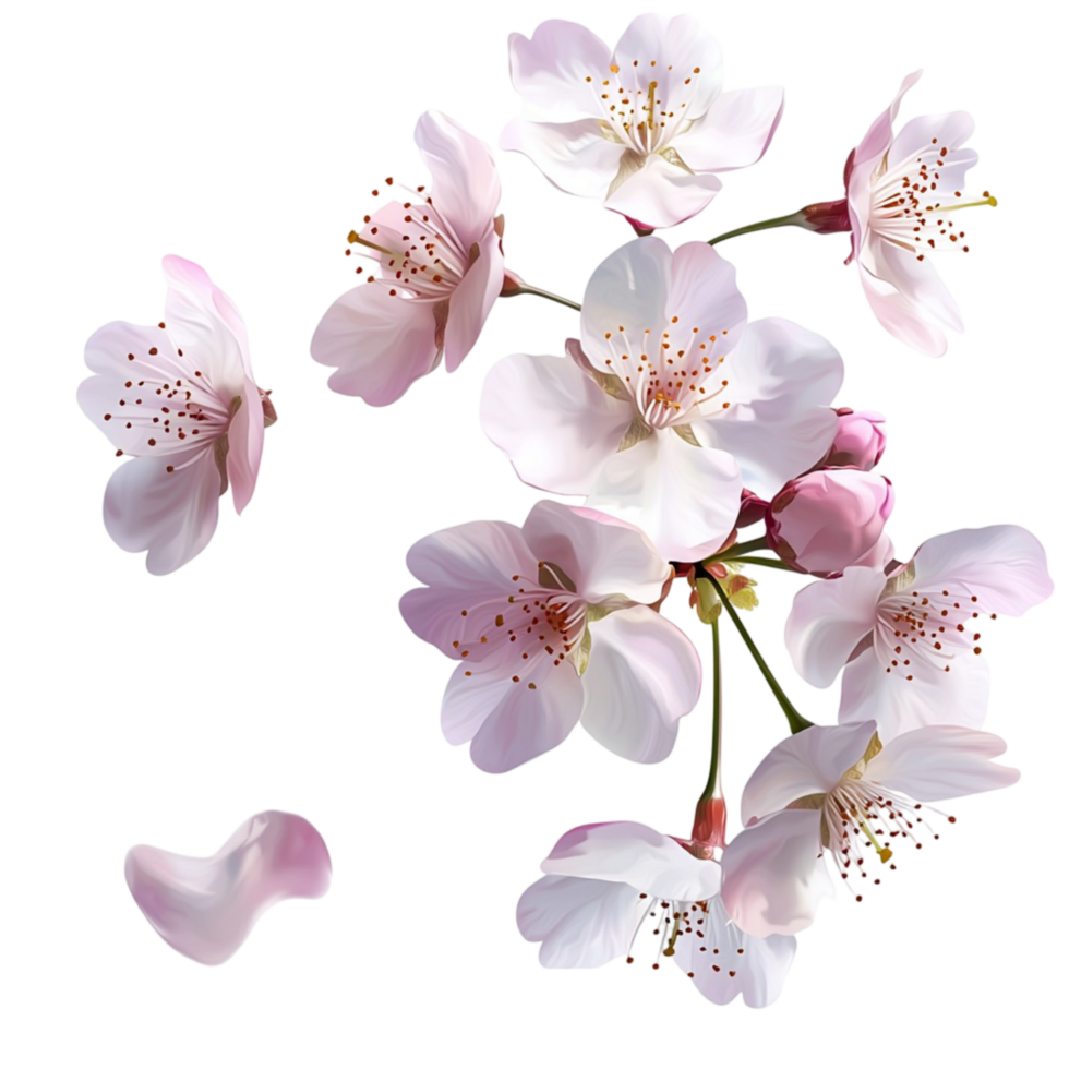 Delicate pink cherry blossoms with petals and natural beauty png