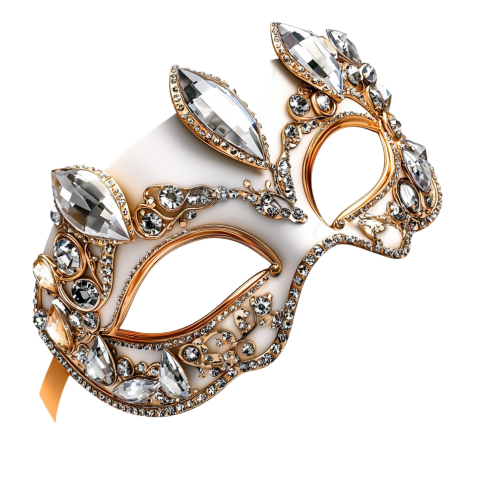 Ornate masquerade mask with silver details and sparkling gems png