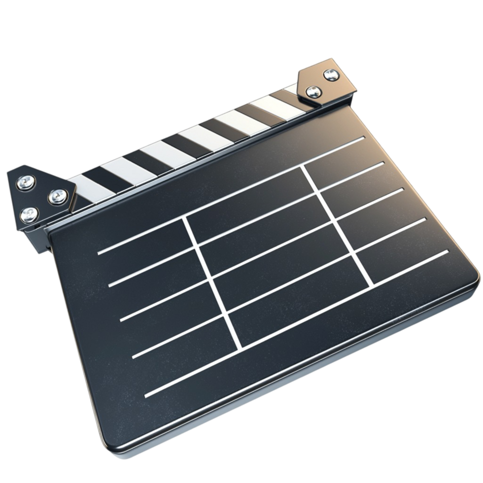 movie clapperboard with black and white design png