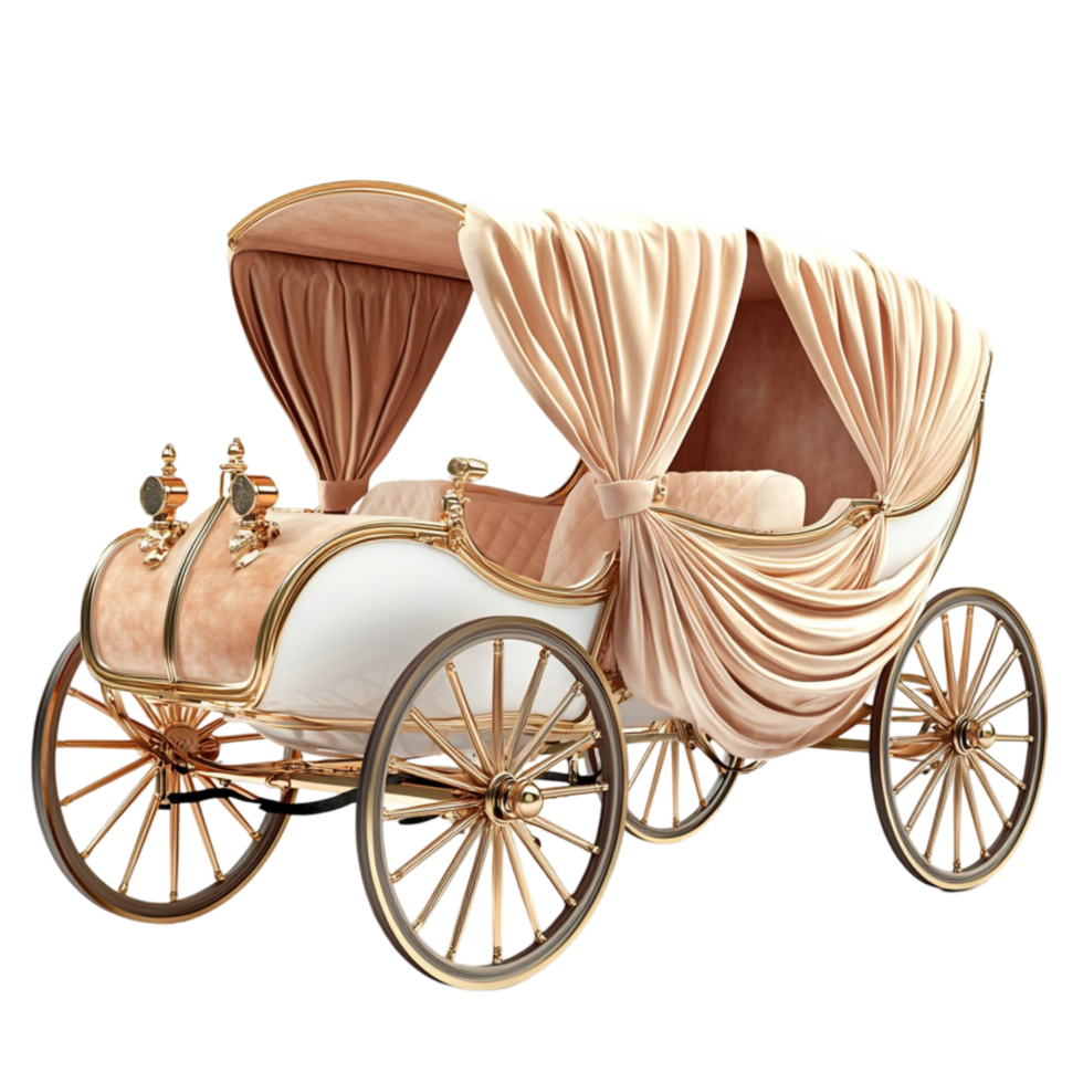 Luxurious royal carriage with curtains and intricate details png