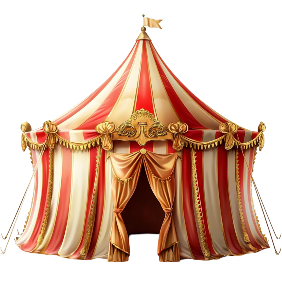Grand red and gold circus tent standing tall and inviting png