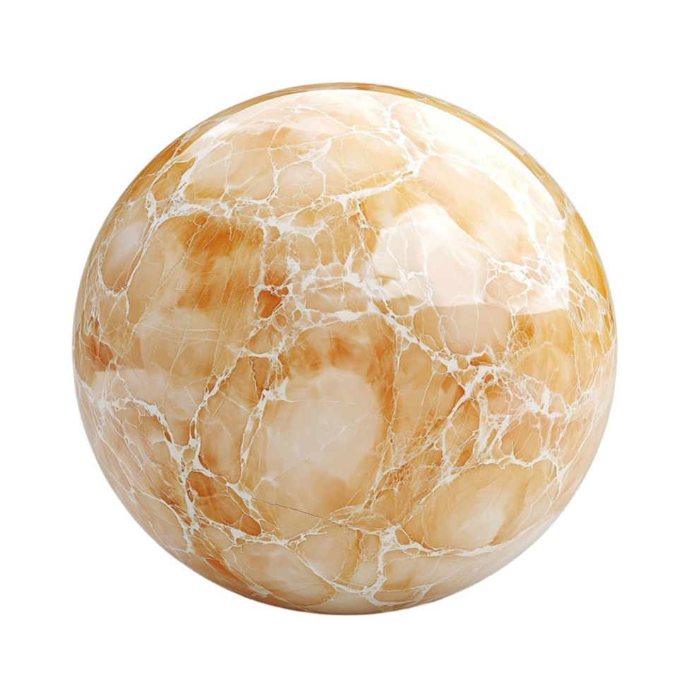 polished marble sphere with a natural golden texture png