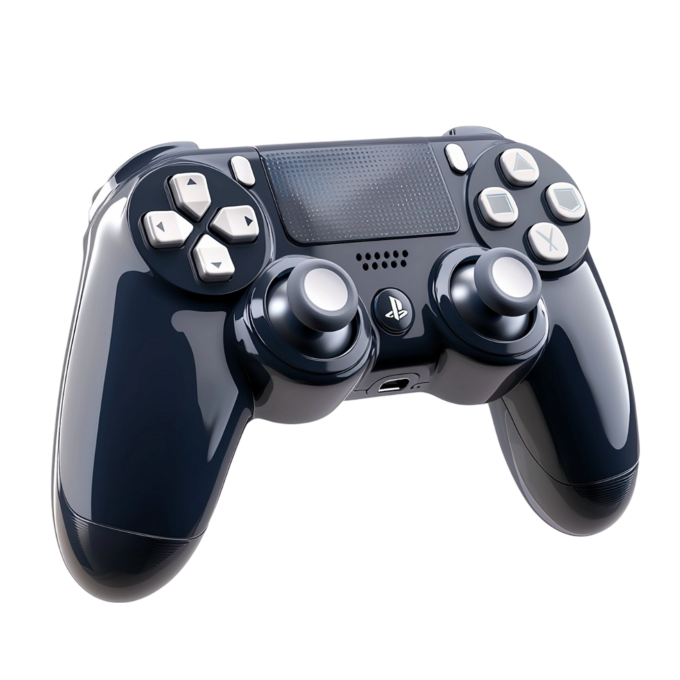Sleek black gaming controller with glossy buttons and a design png