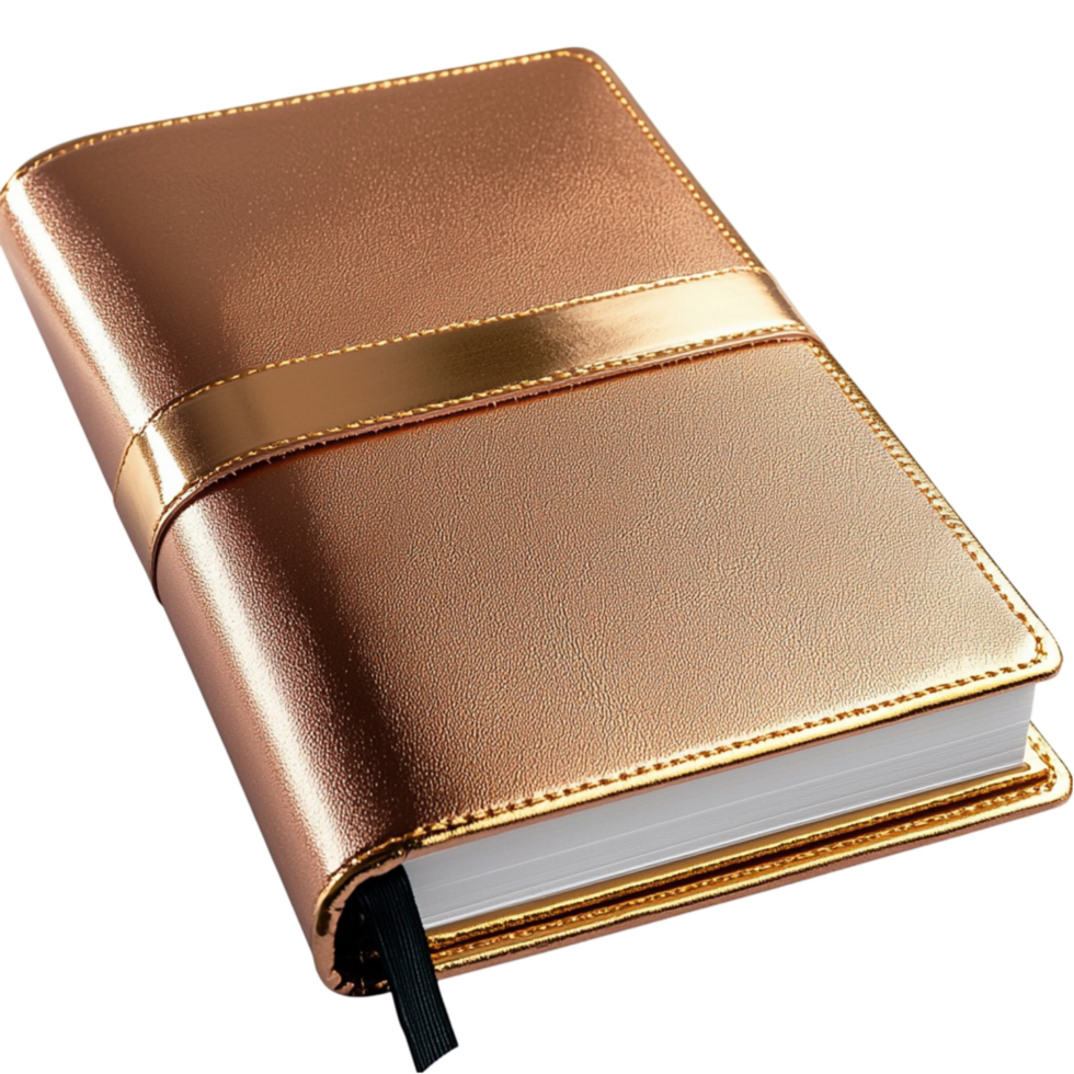 Chic bronze notebook with a and finish png