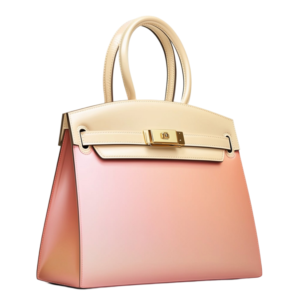 ombre handbag with a design and gold accents png