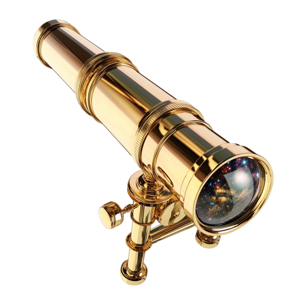 brass telescope with an adjustable stand and polished finish png
