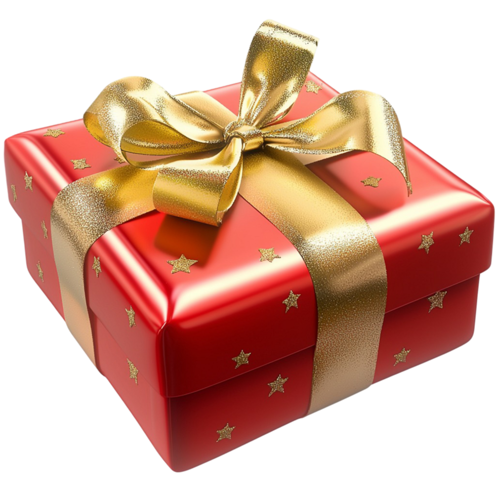 red gift box wrapped in golden ribbon with a festive touch png