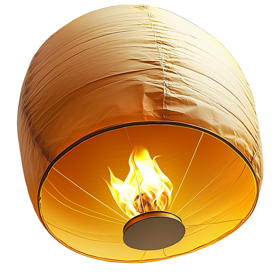 Traditional sky lantern with a flame rising in the air png