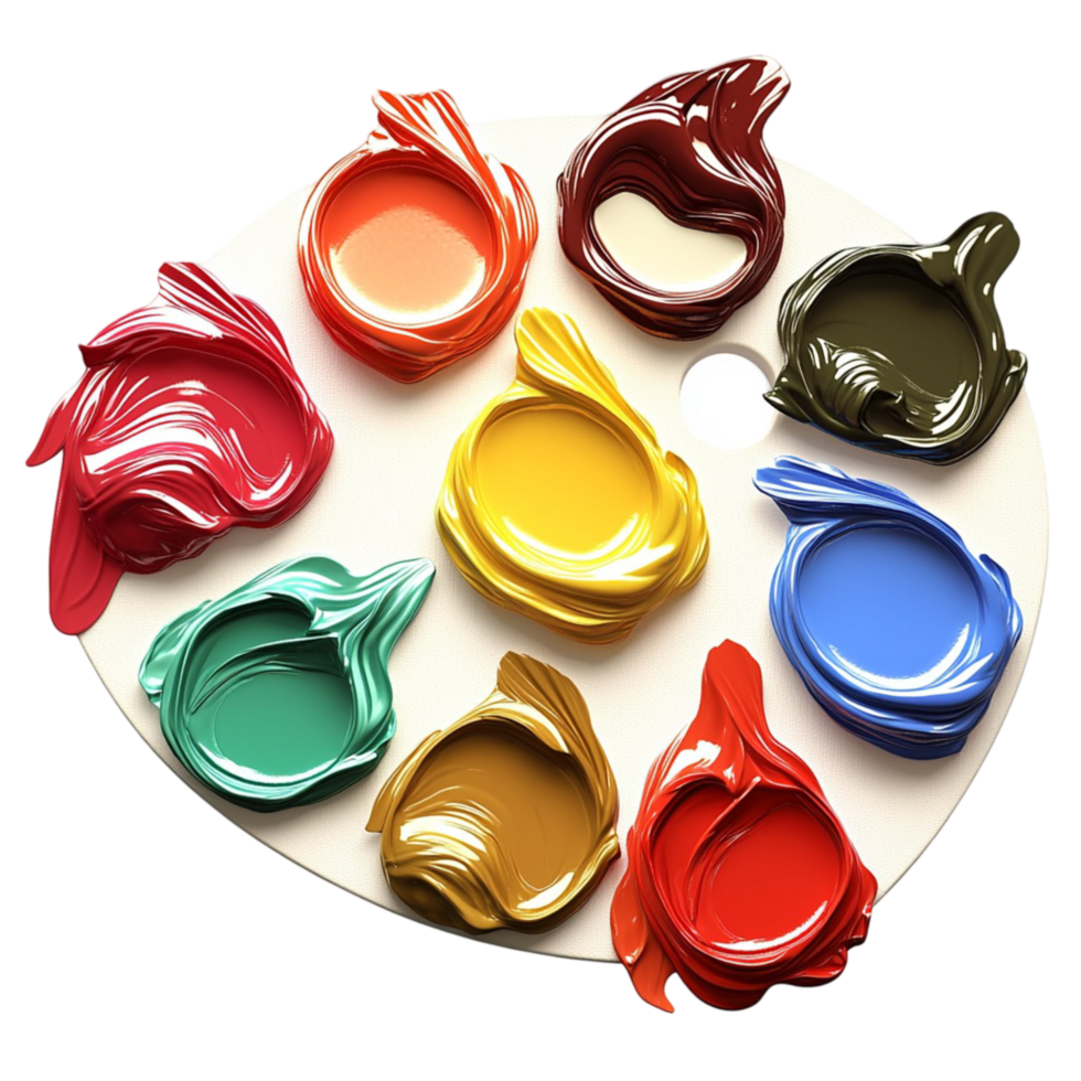 Vibrant circular palette with multiple colors arranged neatly png