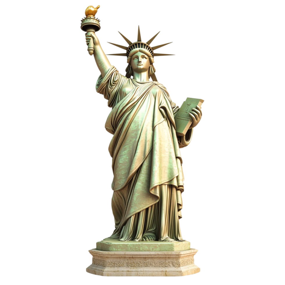 Majestic Statue of Liberty standing tall with a raised torch png