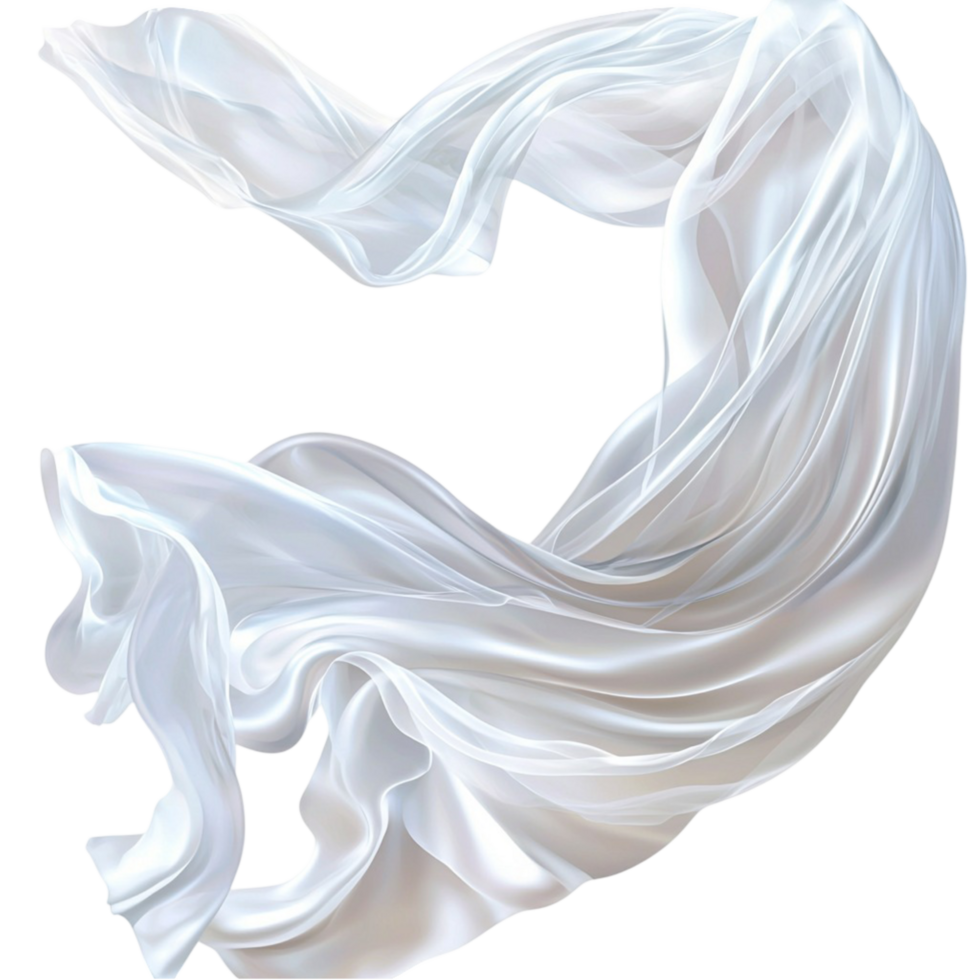 white fabric floating with gentle and movement png