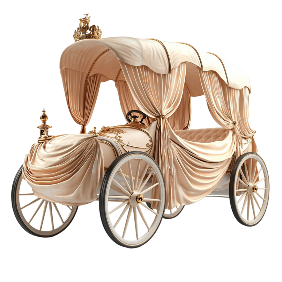 royal carriage with cream drapery and golden embellishments png