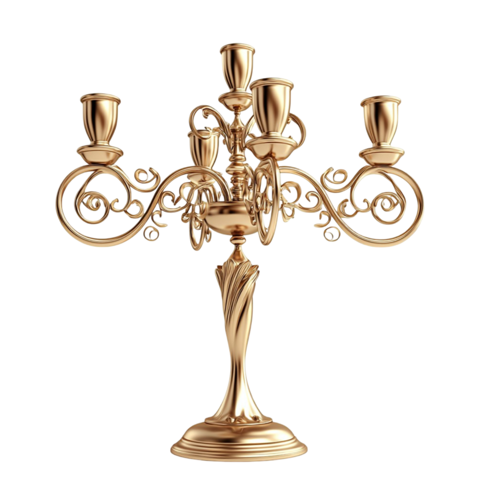 Luxurious golden candelabrum with five candle holders png