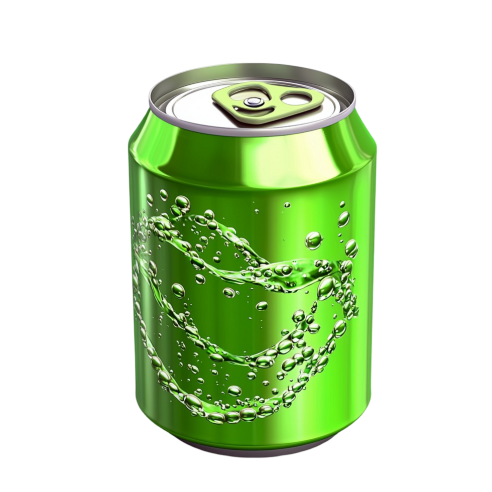 Reing green so can with condensation and sparkling bubbles png