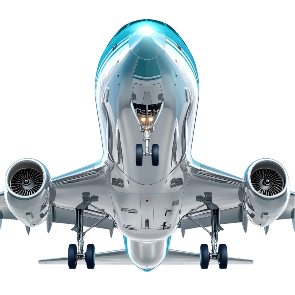 commercial airplane with sleek design and powerful jet engines png