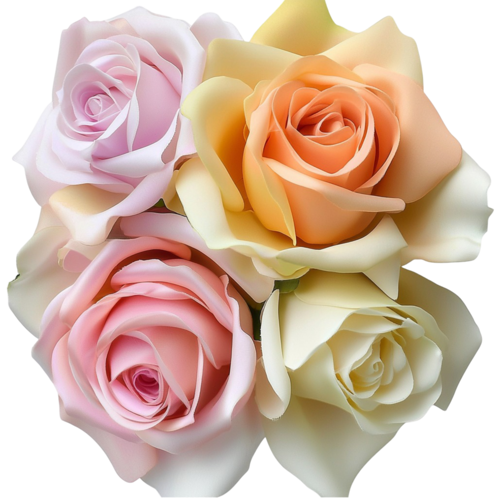 Beautiful pastel rose bouquet with delicate blooming petals png