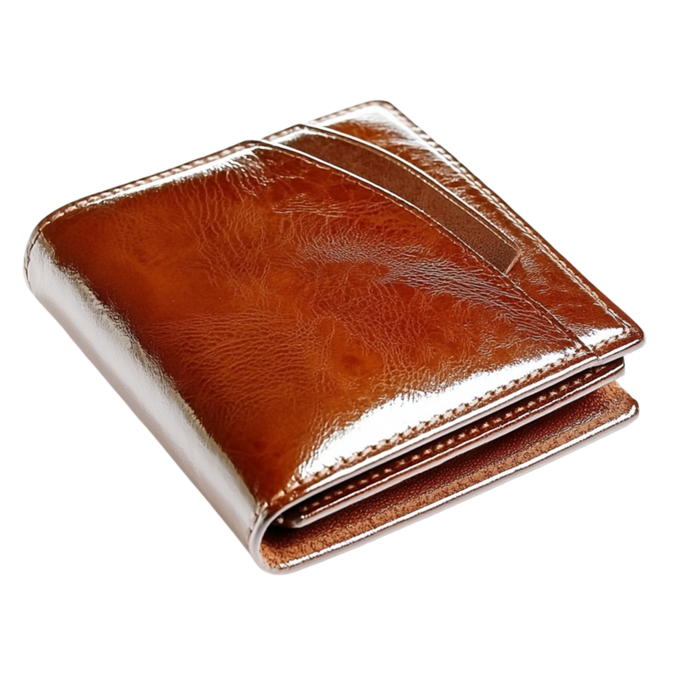 brown wallet with a polished and finish png