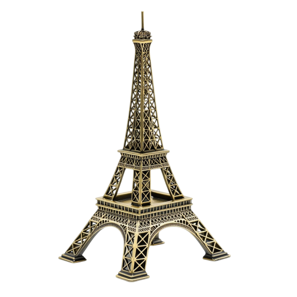 intrincadamente projetado miniatura eiffel torre com uma metálico terminar png
