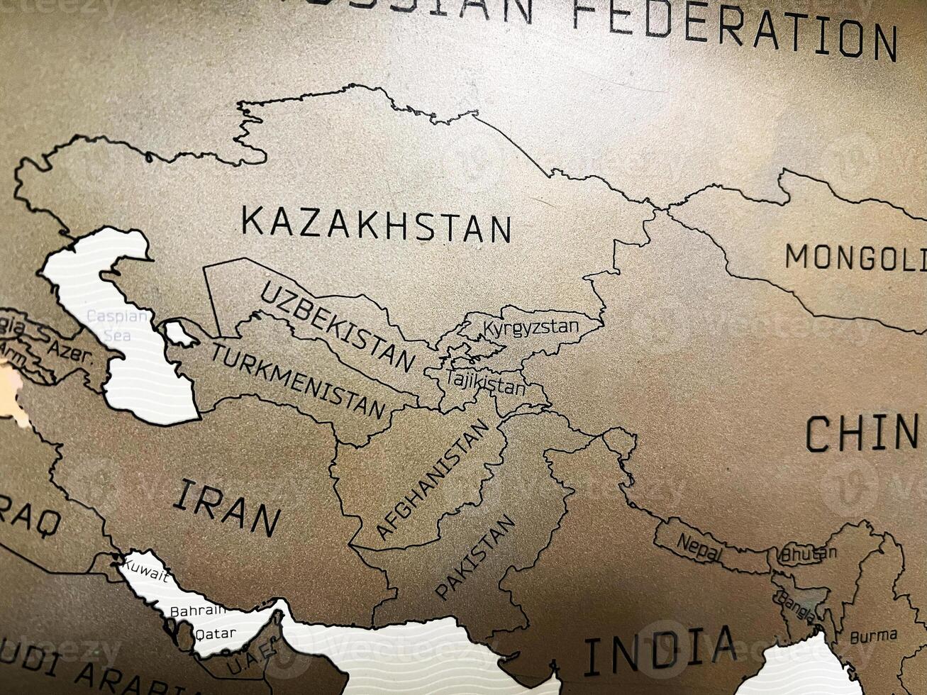 Map showing Central Asian region with country names and geographical features photo