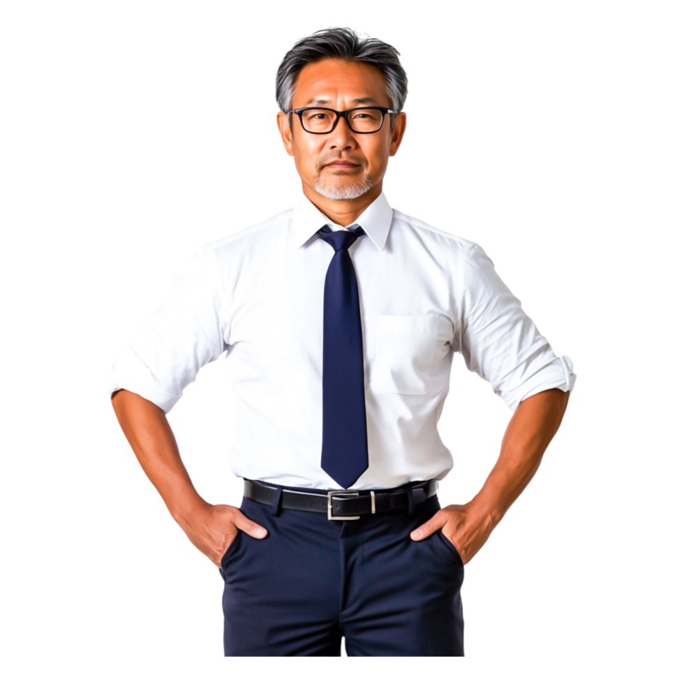 Confident Businessman with Glasses Posing in Professional Attire png