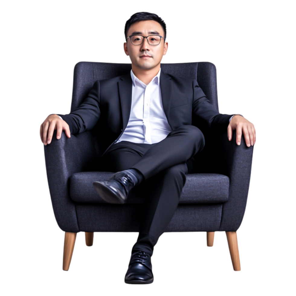 Confident Businessman Sitting in Stylish Armchair in Formal Attire png