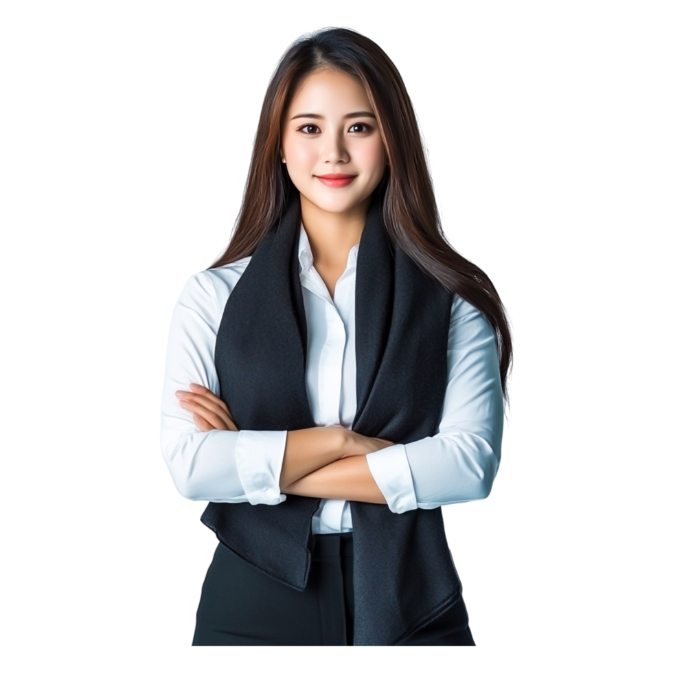 Confident Young Woman in Stylish Attire with Scarf Against png