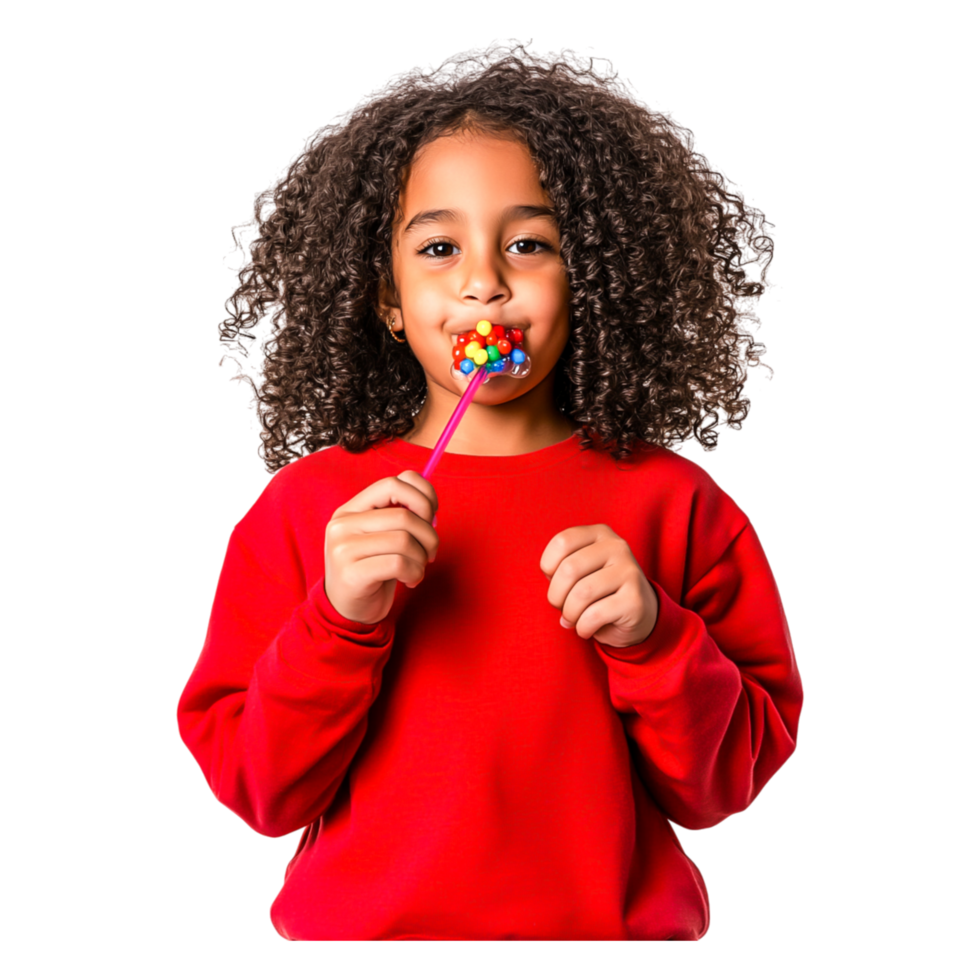 Happy Child with Colorful Candy in Mouth and Playful Expression png