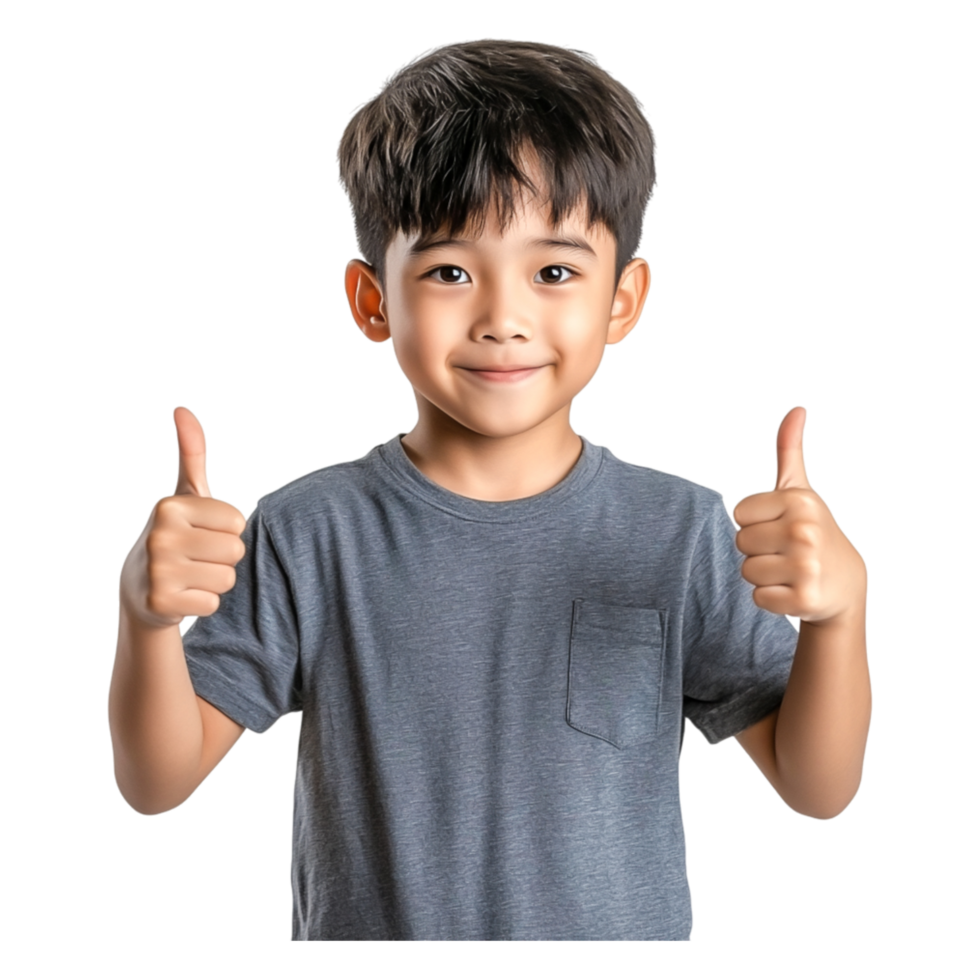 Happy Child with Thumbs Up Gesture, Isolated on png