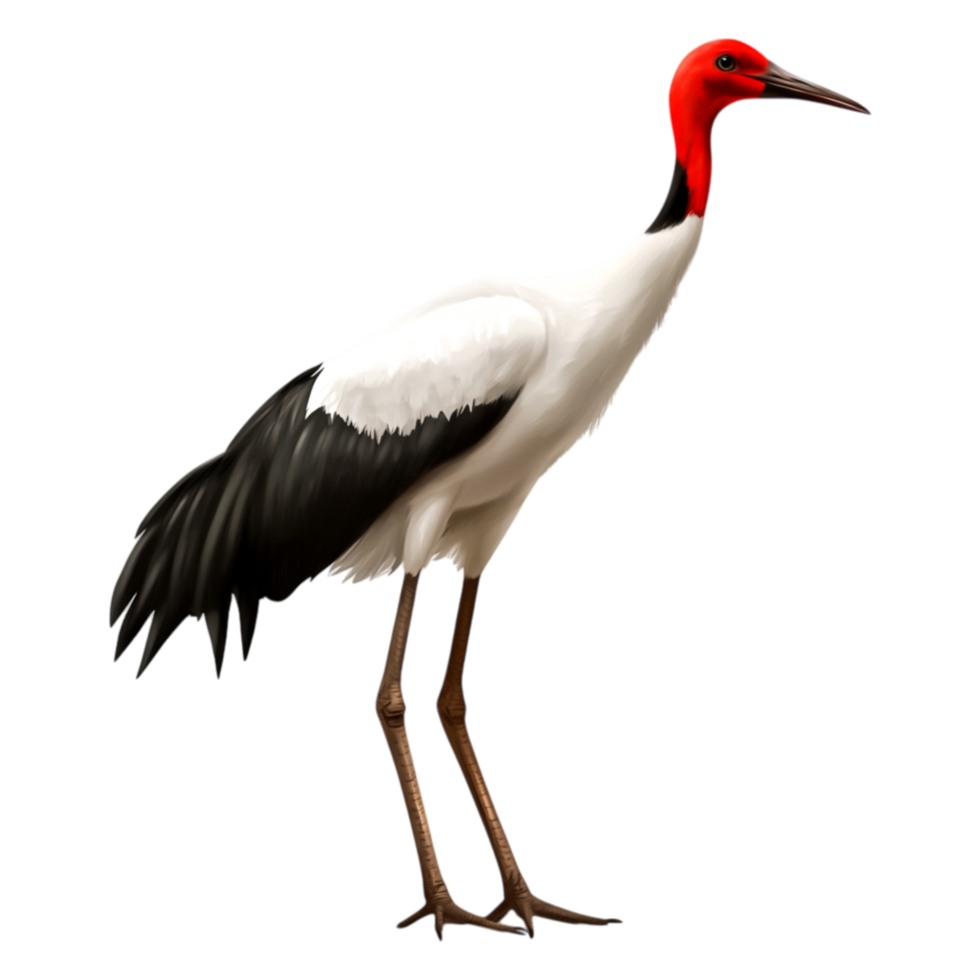 Majestic Bird with White Body and Black Wings in Natural Habitat png