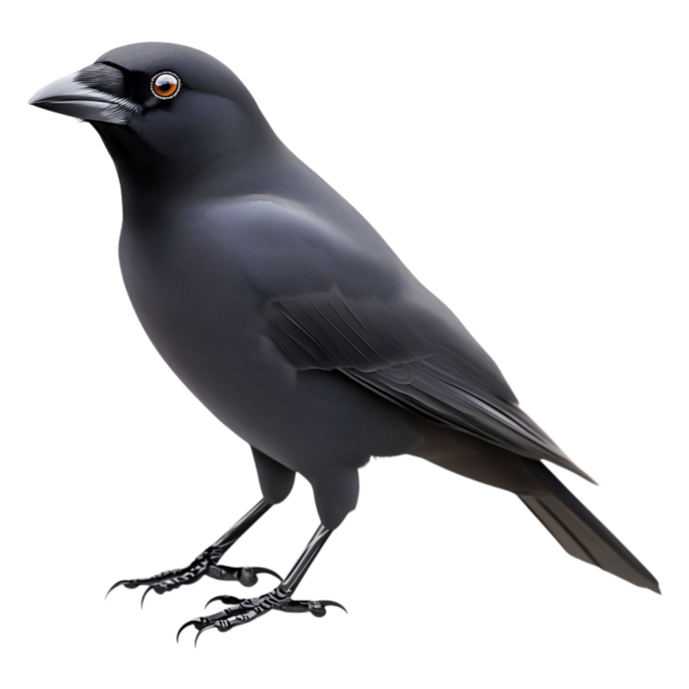 Black Bird Perched Branch with Glossy Feathers and Keen Eyes png