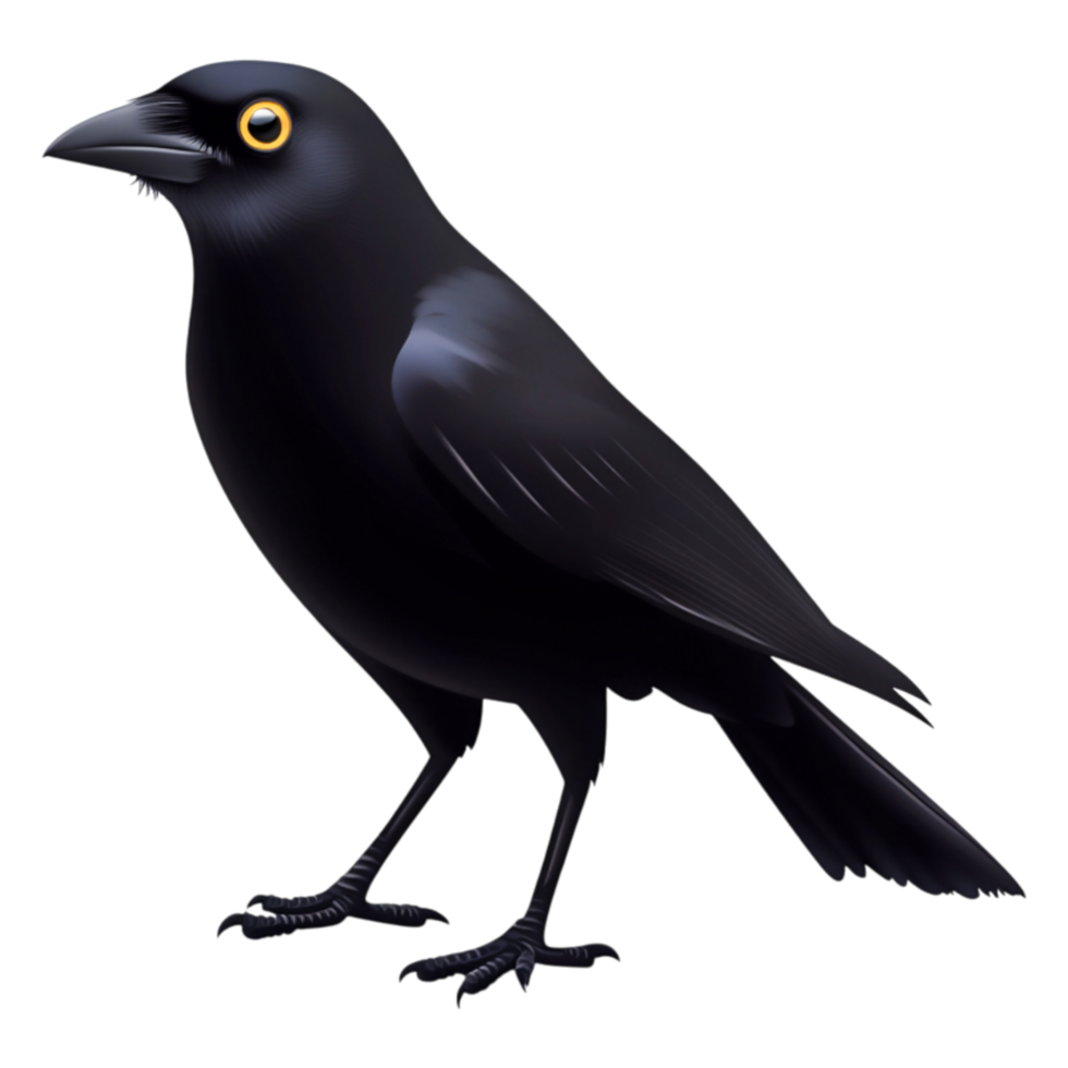 Realistic Black Bird with Bright Eye Against png