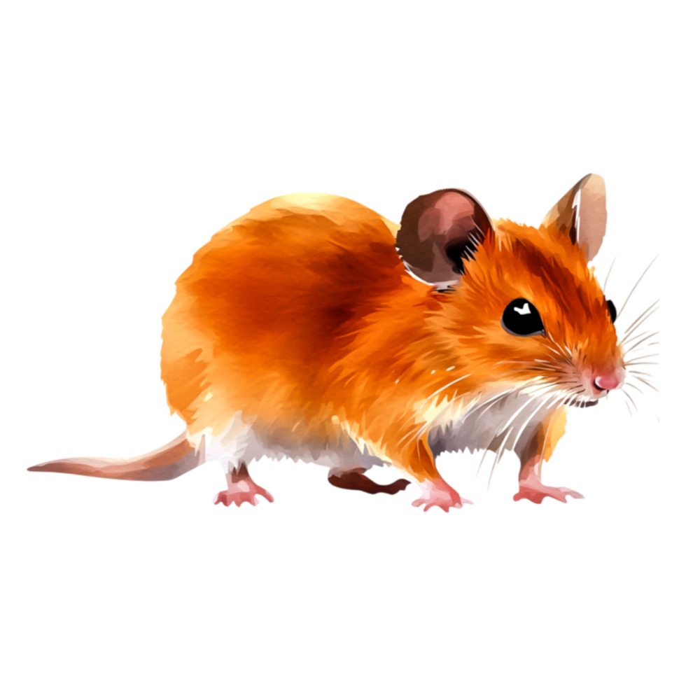 Cute and Playful Brown Mouse with Fluffy Orange Fur Sitting png