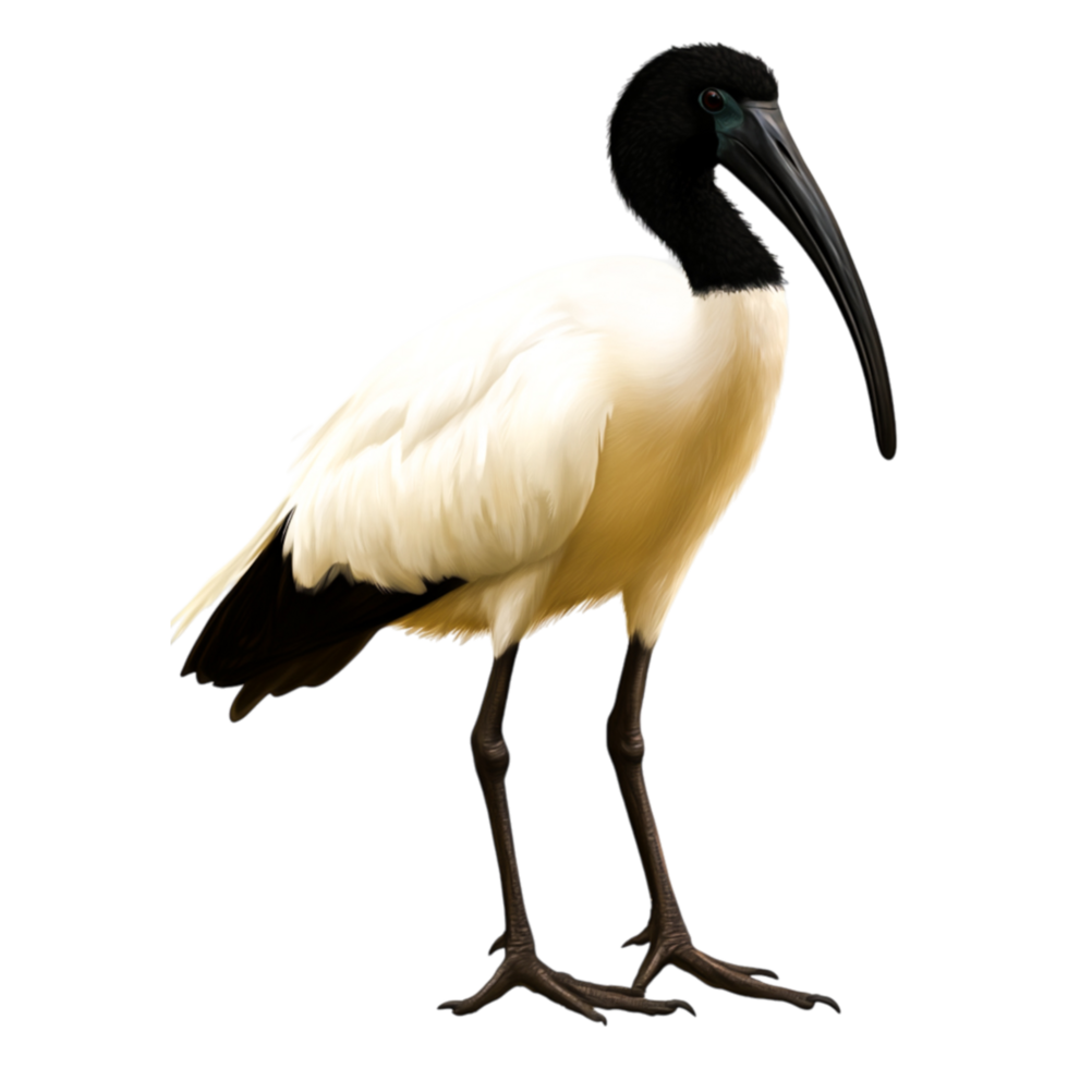 Elegant Black-Headed Bird Standing Gracefully with Long Beak png