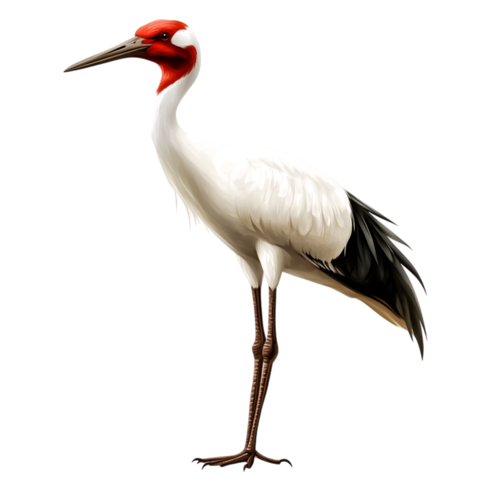 Elegant Crane Standing Gracefully with Striking Red Crown png
