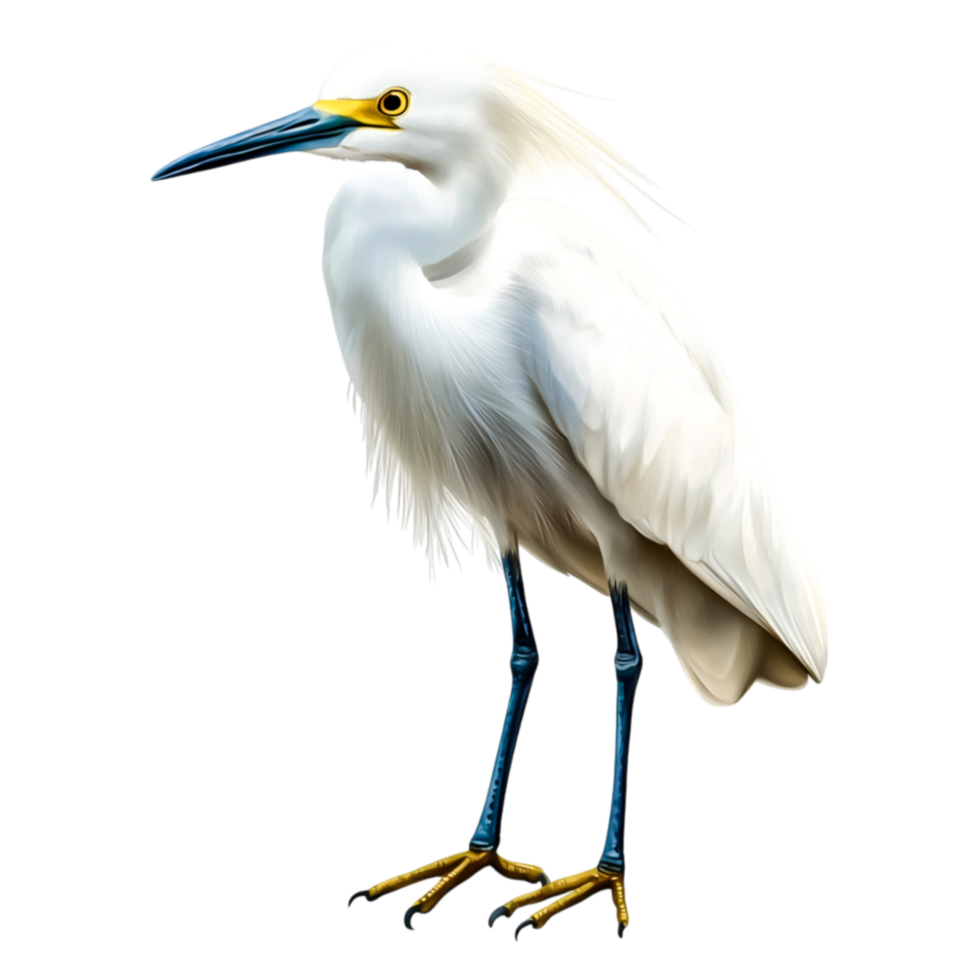 Elegant White Heron Standing Gracefully by Tranquil Waterside png