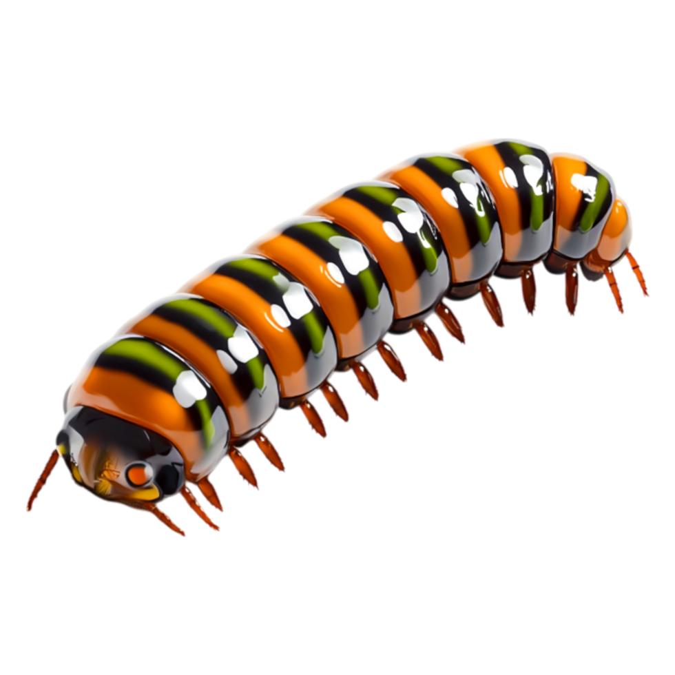 Colorful Caterpillar with Distinctive Stripes png