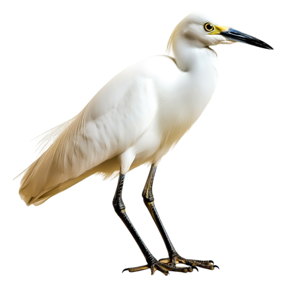 Elegant White Bird Standing on One Leg in Natural Habitat png