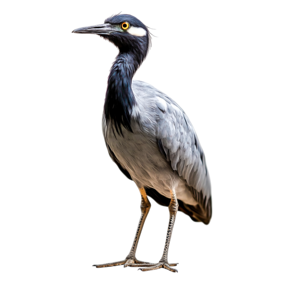Elegant Blue and Gray Bird Standing with Intense Expression png